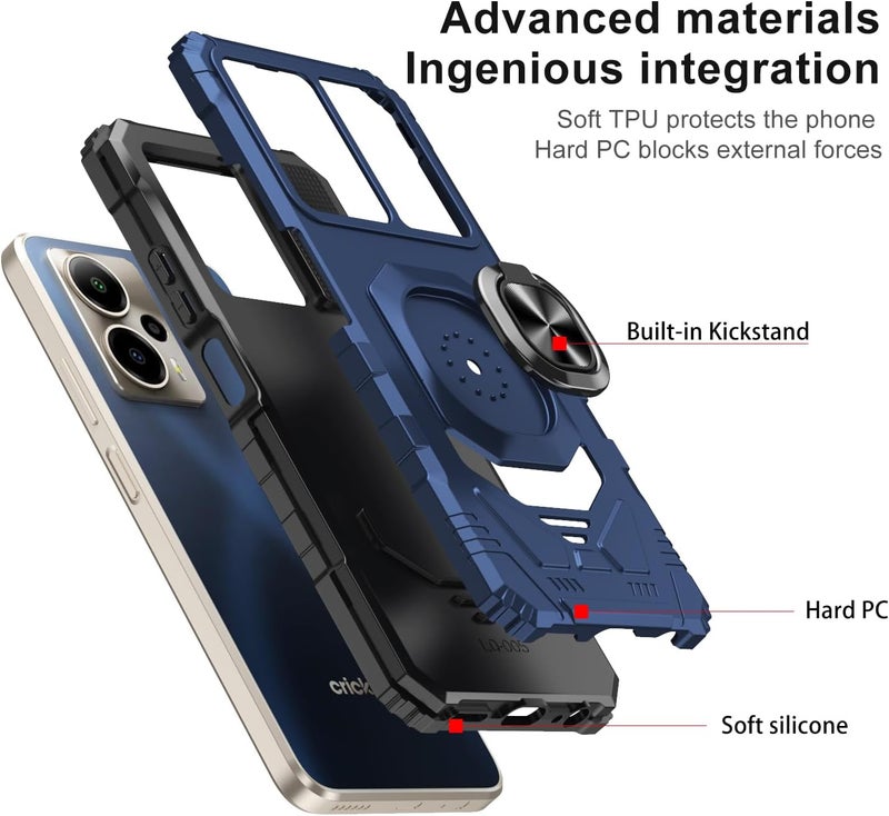 Mocotto for Cricket Outlast 5G 2024 Phone Case AT&T Motivate Pro 5G Case with Tempered Glass Screen Protector,Military Grade Heavy Duty Shockproof Protective Cover,with Ring Kickstand (Blue) - Image 3